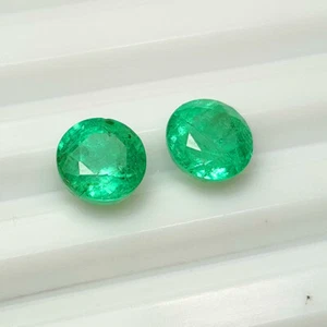 Certified 2.72 CT - Natural Emerald Top Luster Zambian VS-2 Round Pair - 6812 - Picture 1 of 2