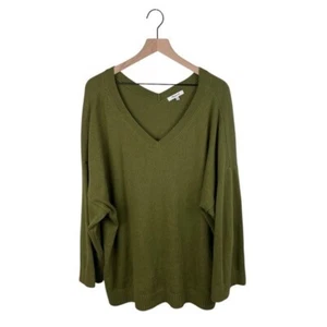 Madewell Double V Neck Pullover Sweater Heather Elm Green Cotton Size 2X M7014 - Picture 1 of 7