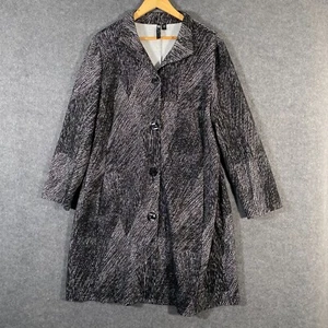 Taking Shape Jacket Womens Medium Plus Black White Coat Long Monochrome - Picture 1 of 11