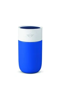 MINI Genuine Travel Mug Colour Block 300ml Blazing Blue White Indigo Insulated - Picture 1 of 3