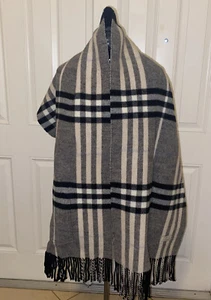 Sciarpa testa Burberry silenziatore grigio Nova lana cashmere scialle tasche frange 200 cm - Foto 1 di 18