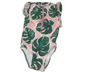 Costume da bagno nuovo con etichette Gymboree 2T bambina 1 pezzo protezione eruzioni cutanee rosa verde foglie di palma - Foto 1 di 8