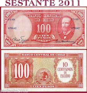 CHILE CILE - 10 CENTESIMOS DE ESCUDO sign rare FIGUEROA 1960 - P 127 - BB+/VF - Imagen 1 de 1