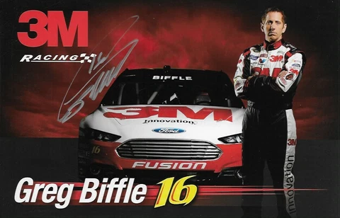 SIGNED 2013 GREG BIFFLE "3M RACING ROUSH FORD" #16 NASCAR SPRINT CUP POSTCARD Cover