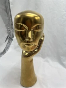 New Modern Home Decor Accent Figurine Sculpture Gold Face Statue - Picture 1 of 7