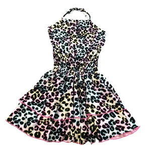 Little Peixoto Halter Neck Fit And Flare Dress Girls Medium Rainbow Leopard - Picture 1 of 10