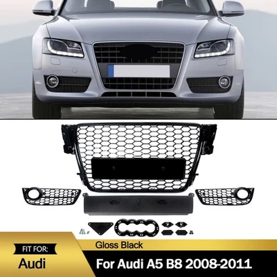 Front Bumper Grill Fog Light Honeycomb Mesh Grille Covers For Audi A5 2008-2011 Foto 1 de 4