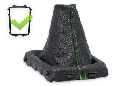 PARA VOLVO XC70 II FL 2014-2016 CUERO FUNDA PALANCA DE CAMBIO HILO VERDE MARCO - Imagen 1 de 4