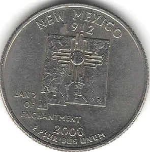 2008-D, 25 cent, N w Mexico, Washington, 50 States (US COIN, MONEY, COLLECTIBLE) - Picture 1 of 2