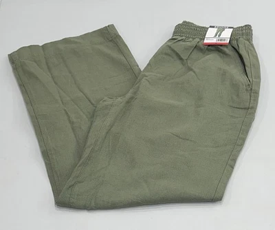 Calça Pull-On Feminina Briggs Mescla de Linho, Verde, Tamanho M - Imagem 1 de 4