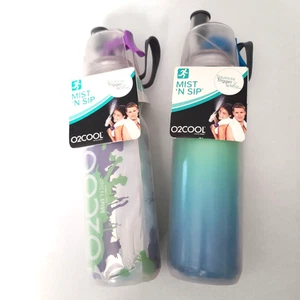 Botella de agua aislada O2COOL Mist 'N Sip Squeeze Trigger 20 oz paquete de 2 NUEVO - Imagen 1 de 7