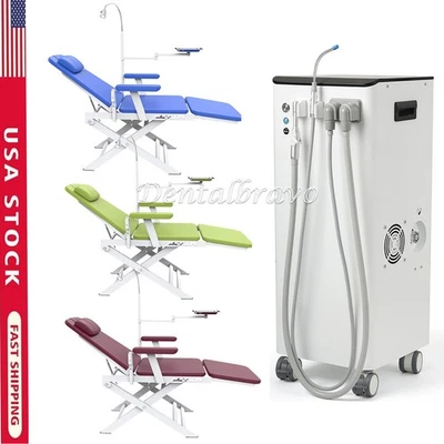 Ergonomic Dental Mobile Chair Folding Silla LED Light/Suction System Vacuum Pump - Image 1 of 4