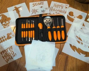 Jackolantern/Pumpkin Carving Ceramic/Pottery Tool Kit Tools&Halloween Templates - Picture 1 of 13