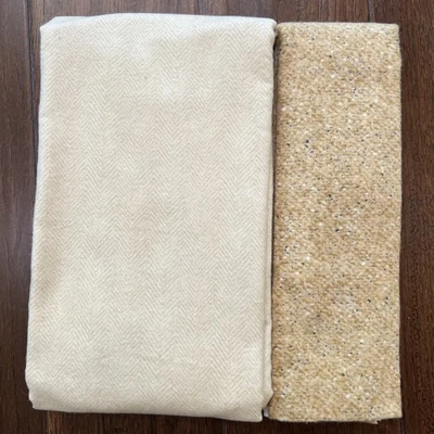 Maywood Studios Woolies Flannel- 29”x42” Cream, 1/3 Yard Gold VTG - Image 1 of 4