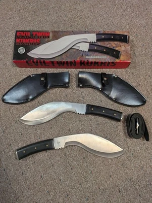 "Cuchillo Evil Twin Kukri hoja fija hoja de 8,5"" con fundas de cuero y caja" Foto 1 de 4