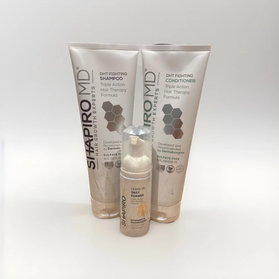Shapiro MD • Juego de pérdida de cabello • Champú, acondicionador, espuma diaria • Nuevo • ¡Ver fotos! Foto 1 de 2
