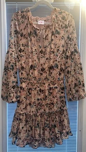 Vestido BUDDY LOVE Mediano Terciopelo Rosa Floral Volantes Cintura Elástica Manga 3/4 - Imagen 1 de 4