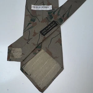 Corbata de seda para hombre GIORGIO ARMANI Cravatte ITALIA diseñador floral marrón/verde - Imagen 1 de 3
