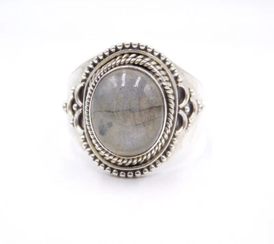 5.90 Gm 925 Sterling Silver Natural Labradorite Cab Gemstone Ring Size-9.2" US - Image 1 of 4
