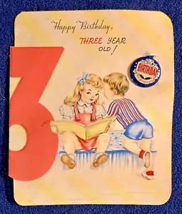 Vintage 60er Jahre 3 Jahre alte Geburtstagskarte/unbenutzt "It's My Birthday" Reiter-Back Button - Bild 1 von 4