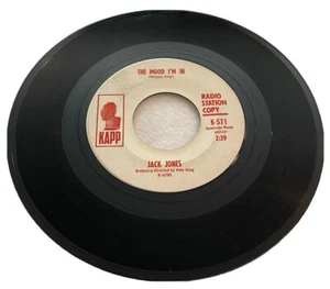 45 RPM Jack Jones The Mood I’m In/Live With Stranger Radio Station Copy (box11) - Picture 1 of 2