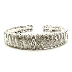Vintage Sterlingsilber Judith Ripka Kabel Twist & Diamonique Scharnier Armband - Bild 1 von 8