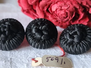 Trio Botones Antiguo De Pasamanería Negra Magnífico Equipamiento 2,1 CM Ref 3366 - Picture 1 of 4