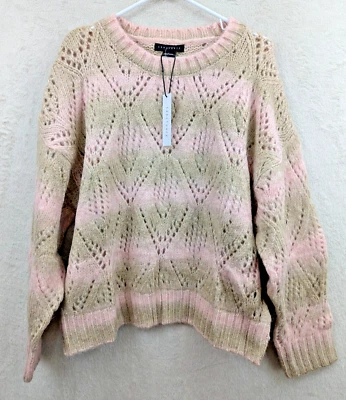 Suéter Sanctuary Talla L Pointelle Rosa Luz Luna Rayas Manga Larga 1507 Foto 1 de 4