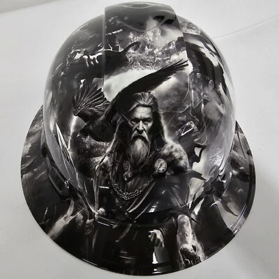 PYRAMEX full brim hard hat custom hydro dipped IN LORD OF THE VIKINGS NORSE VIKING