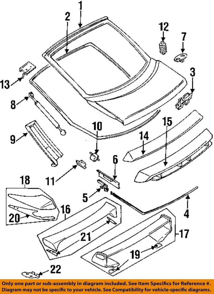 Used Tailgate fits: 1998 Mitsubishi 3000gt Cpe Grade A Foto 1 de 2