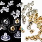50 100 Earring Backs Scrolls Rubber Plastic Metal Gold Silver Stopper Stud DIY