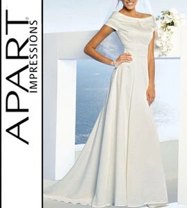 NEU SATIN BRAUTKLEID HOCHZEITSKLEID SCHLEPPENEFFEKT 17/34 APART creme *347996 - Bild 1 von 6