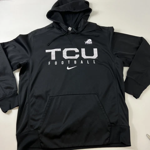 Nike Therma-Fit TCU Football Horned Frogs Pullover Hoodie Sweatshirt XL Black Cover