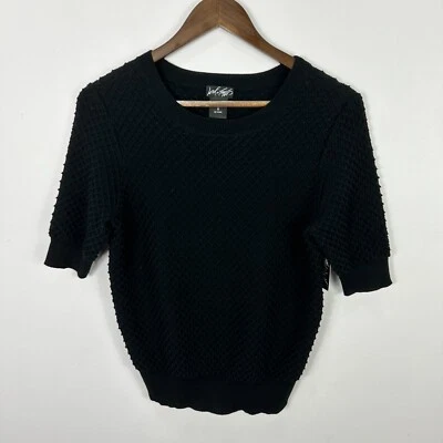 Lord And Taylor Sweater Top Women M Black Textured Knit Minimalist Quiet Luxury - Image 1 of 4