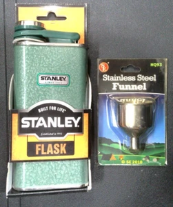 NEU Stanley 8 Unzen Edelstahl Flachmann klassisch grün einfaches Befüllen mit Trichter - Bild 1 von 1