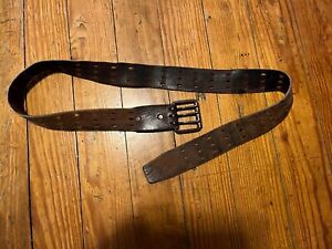  Vintage 1930's Triple Prong Leather and Copper Belt (Size 30-36)