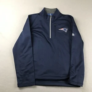 New England Patriots Shirt Mens Small Blue Fleece Long Sleeves 1/4 Zip Pullover - Picture 1 of 10