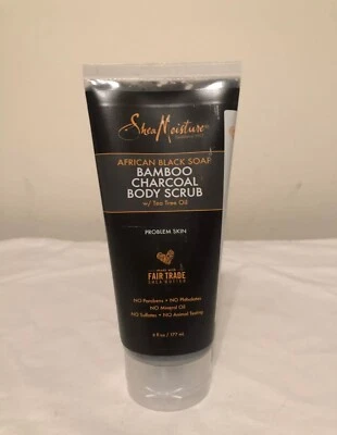 Shea Moisture African Black Soap Bamboo Charcoal Body Scrub FULL SIZE 6 oz. - Image 1 of 3
