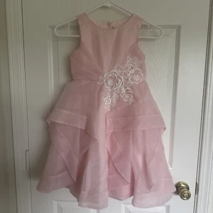 Janie And Jack Dress Size 6 Special Occasion Pink Organza Flower - Picture 1 of 9