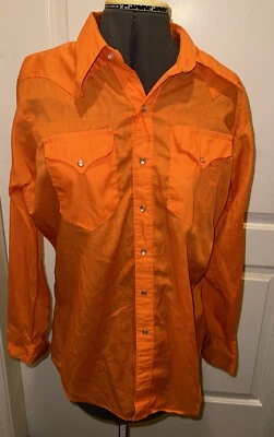 Camisa Occidental Pequeña Nueva De Colección Rockmount Ranchwear Pearl Snap? Orange USA Foto 1 de 4