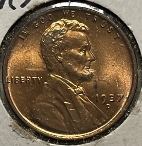 1937 D Lincoln Wheat Cent Bronze Penny Gem Bu Uncirculated. Bx 13.231 - Picture 1 of 3