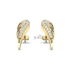 14K Gold 0.18 CT VS/F-G Diamond Angel's Wing Studs Earrings - The Jewelz - Picture 1 of 3