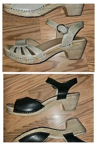 Lote de 2 sandalias para mujer Dansko talla 9 crema y negro tacón de cuña correa para el tobillo - Imagen 1 de 12