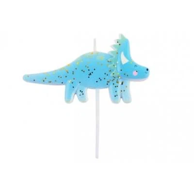 Dinosaur Candle Cake Topper Decoration Dino Triceratops 10cm - Image 1 of 4