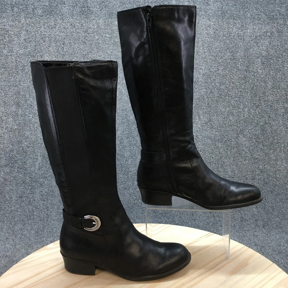 Naturalizer Riding Boots Womens 8.5W Black Arness Knee High Casual Faux Leather - Image 1 of 4