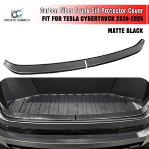 1pcs Real Carbon Fiber Frunk Sill Protector Cover For Tesla Cybertruck 2024+ - Picture 1 of 9