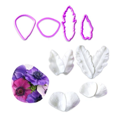 Molde de flores de amapola fondant pétalos molde de silicona cortador de plástico decoración de pasteles Foto 1 de 4