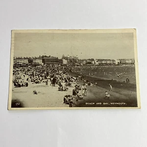 Postcard Beach & Bay Weymouth Dorset 1951 Vintage UK Posted Card Seaside - Foto 1 di 2