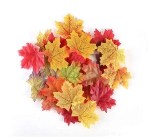 100 Pcs Artificial Maple Leaves Assorted Mixed Colored Fall Leaves for Home P... - Picture 1 of 5
