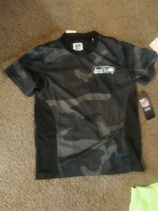 NWT Seattle Seahawks Boy Girl T-Shirt Camo Football Official NFL M Medium 10-12 - Picture 1 of 4